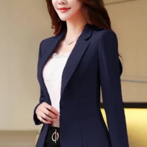 Korean Women's Fit and Tailored Blazer Jacket for Spring and Autumn Office Lady OL Casual Business Suit for Women Trendy Style