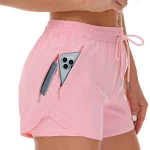 Women's athletic shorts, running, yoga, two-piece design, anti-exposure shorts, fitness, elastic, slimming leggings