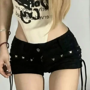 Shorts Women Skinny Creativity Lace-up Popular Streetwear Daily Personality Students Holiday Fashion Sexy American Retro Leisure