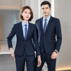 Men's Women's Black Blazer Suite Professional Business Casual Hotel Manager Real Estate Broker 4S Shop Workwear Trousers Set